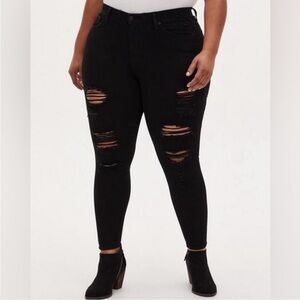 Torrid Black Distressed Skinny Jeans